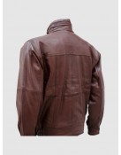 Men’s Chocolate Brown Leather Bomber Jacket