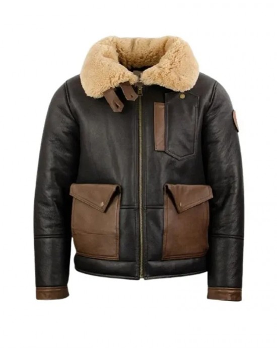 Men’s F-35 Aviator Chocolate Sheepskin Jacket