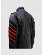 Men’s Fitted Black Military Leather Jacket