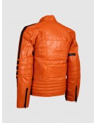 Men’s Orange Leather Jacket for Street Fashion