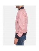 Men’s Pink Leather Bomber Jacket