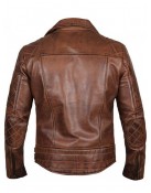 Men’s Vintage Quilted Brown Biker Jacket