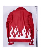 Meteor Flames Leather Biker Jacket