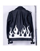 Meteor Flames Leather Biker Jacket