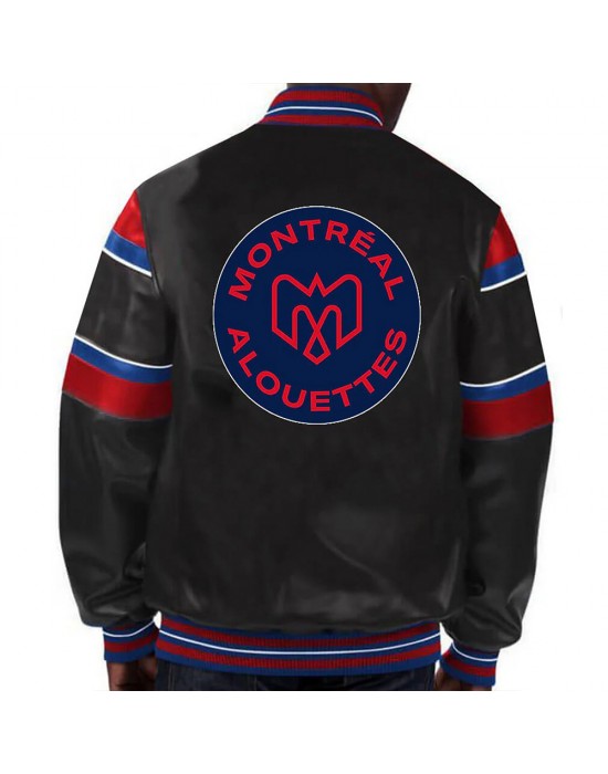 Montreal Alouettes Striped Varsity Leather Jacket