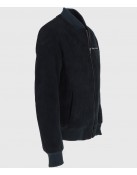 Noah Mens Navy Blue Bomber Suede Leather Jacket