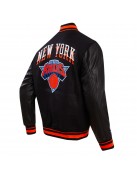 NY Knicks Chest Layered Classic Rib Varsity Jacket