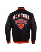 NY Knicks Chest Layered Classic Rib Varsity Jacket