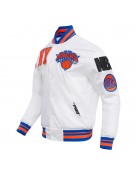 NY Knicks Mashup Classic Rib White Satin Jacket