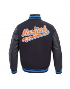 NY Knicks Script Tail Classic Rib Varsity Jacket