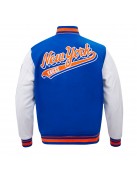 NY Knicks Script Tail Classic Rib Varsity Jacket