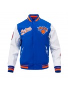 NY Knicks Script Tail Classic Rib Varsity Jacket