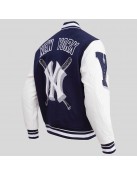 NY Yankees Mashup Men's Rib Wool Midnight Navy and White Varsity Jacket