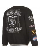 Oakland Raiders Black Contender Wool Bomber Jacket