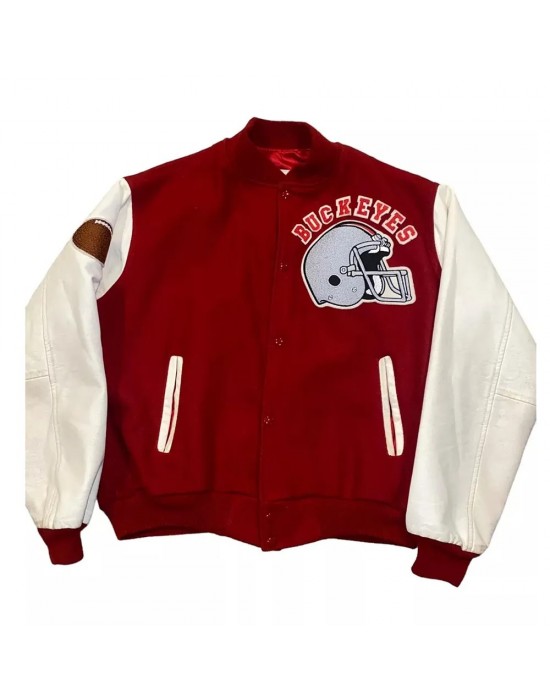 Ohio State Buckeyes Burgundy and White Varsity Jacket