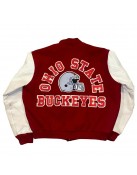 Ohio State Buckeyes Burgundy and White Varsity Jacket