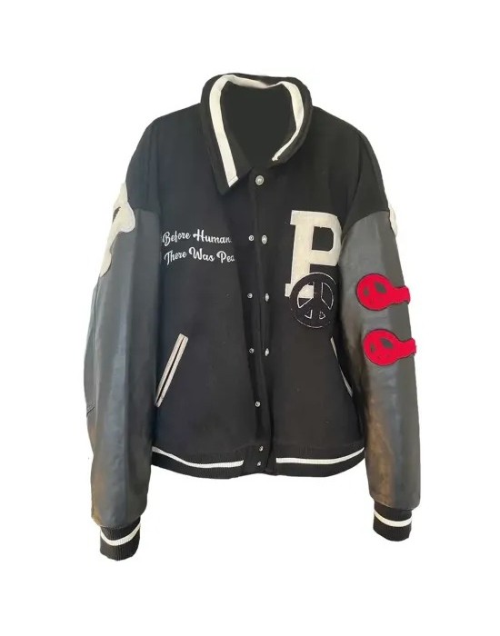 Peaceful People Black Varsity Jacket