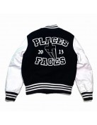 Places Plus Faces Black and White Varsity Jacket