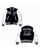 Places Plus Faces Black and White Varsity Jacket