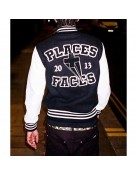 Places Plus Faces Black and White Varsity Jacket