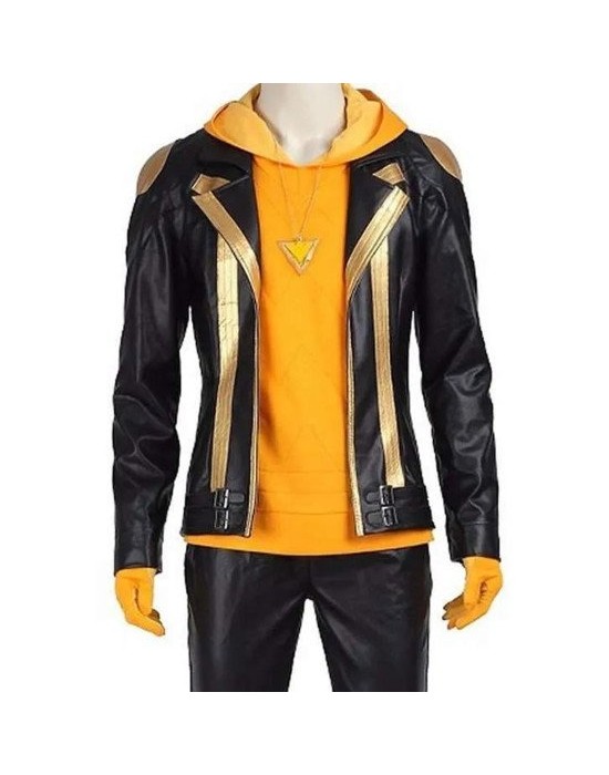 Pokemon Go Team Spark Black Leather Jacket