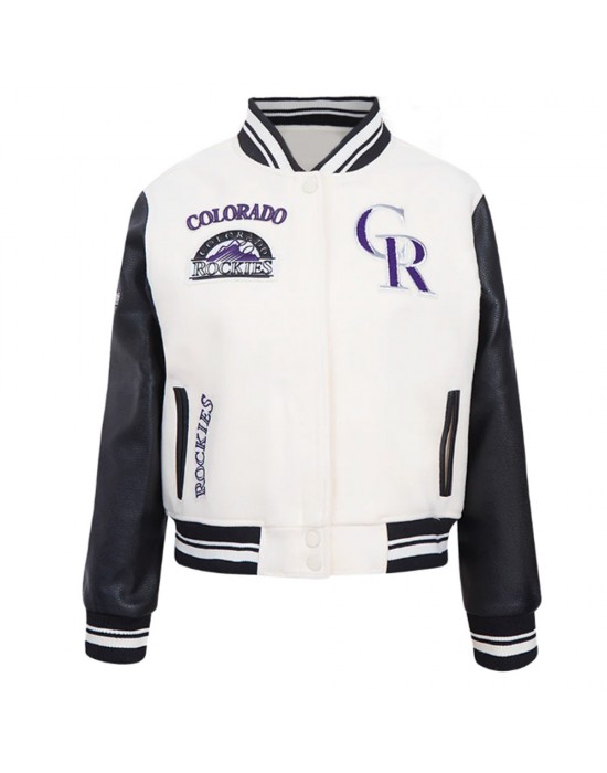 Retro Classic Rib Wool Colorado Rockies Varsity Jacket