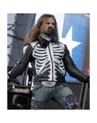 Rob Zombie Skeleton Bones Skull Black Leather Jacket