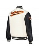 San Francisco Giants Script Tail Cream and Black Varsity Jacket