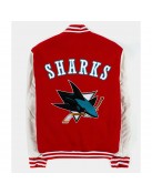 San Jose Sharks Red and White Varsity Jacket