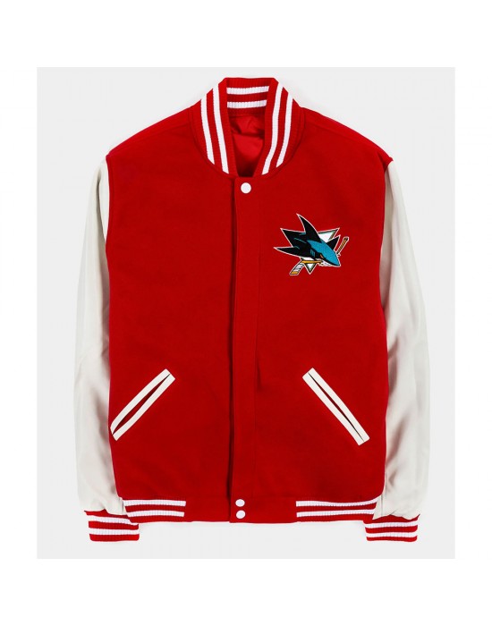 San Jose Sharks Red and White Varsity Jacket