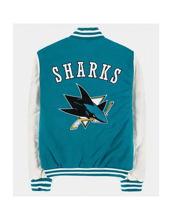 San Jose Sharks Teal and White Varsity Jacket