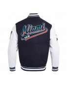 Script Tail Miami Marlins Classic Rib Varsity Jacket