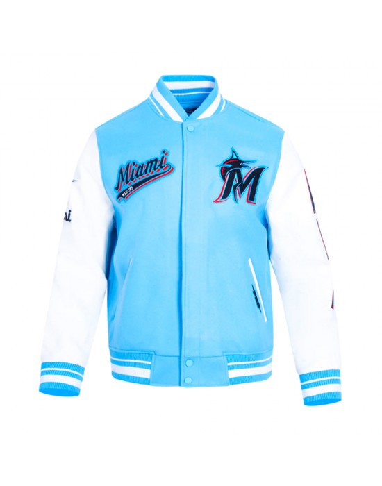 Script Tail Miami Marlins Classic Rib Varsity Jacket