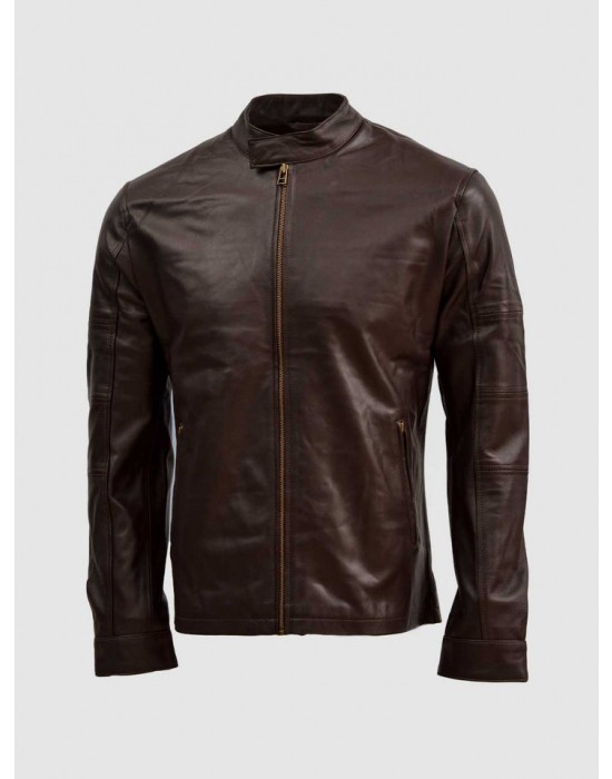 Sheep Leather Brown Biker Jacket