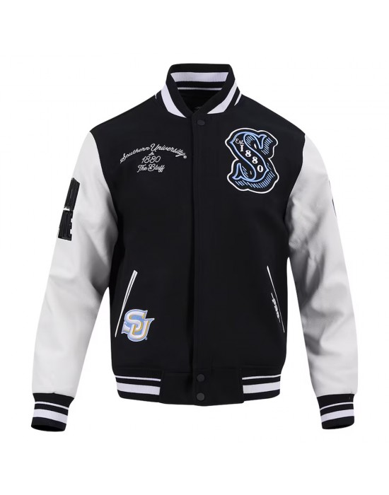 Southern University Jaguars Black and White Varsity Jacket