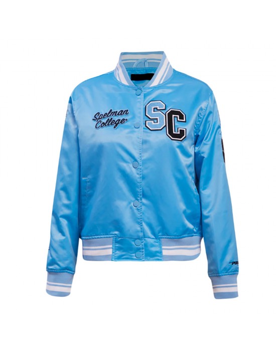 Spelman College Classic Rib Blue Satin Jacket