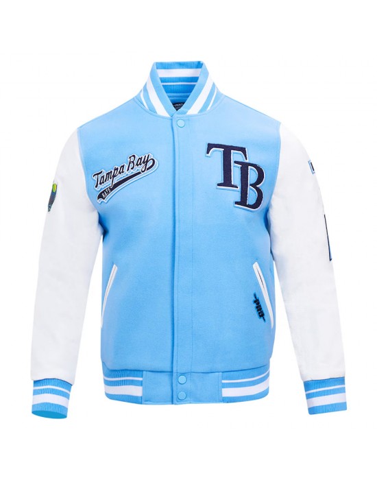 Tampa Bay Rays Script Light Blue Varsity Jacket