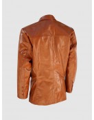 Tan Leather Coat with 2 Buttons