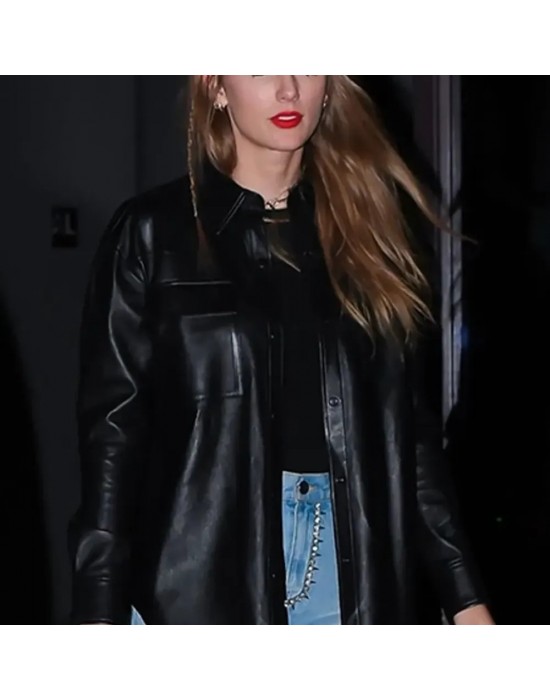 Taylor Swift Black Real Leather Jacket