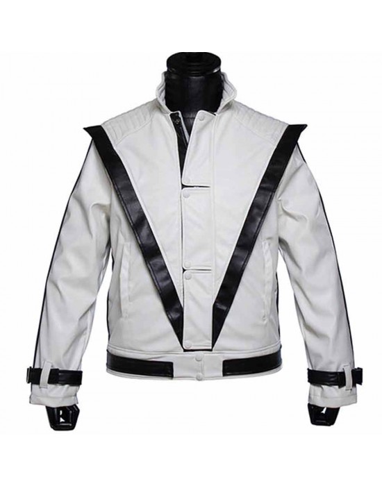 Thriller Michael Jackson White Leather Jacket