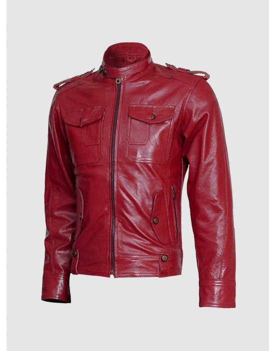 Top-Grade Men's Burgundy Leather Jacket