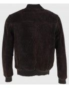 Trevor Mens Dark Brown Bomber Suede Leather Jacket