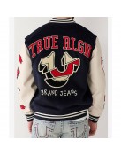 True Religion Spliced Black Varsity Jacketneteen Jacket