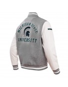 Varsity Heather Grey Michigan State University Classic Rib Wool Jacket