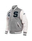 Varsity Heather Grey Michigan State University Classic Rib Wool Jacket