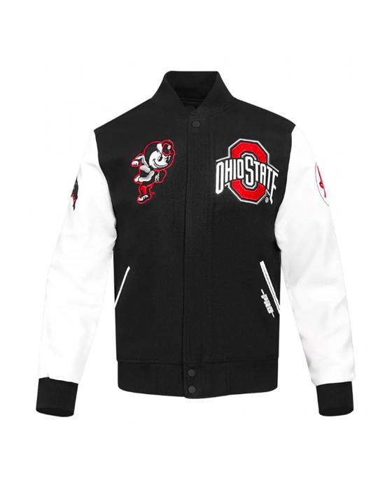 Varsity Ohio State University Classic Rib Wool Black and White  Jacket