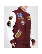 Washington Commanders Animal Patches Wine Varsity Jacket