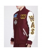 Washington Commanders Animal Patches Wine Varsity Jacket