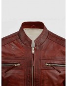 Waxed Leather Burgundy Leather Jacket